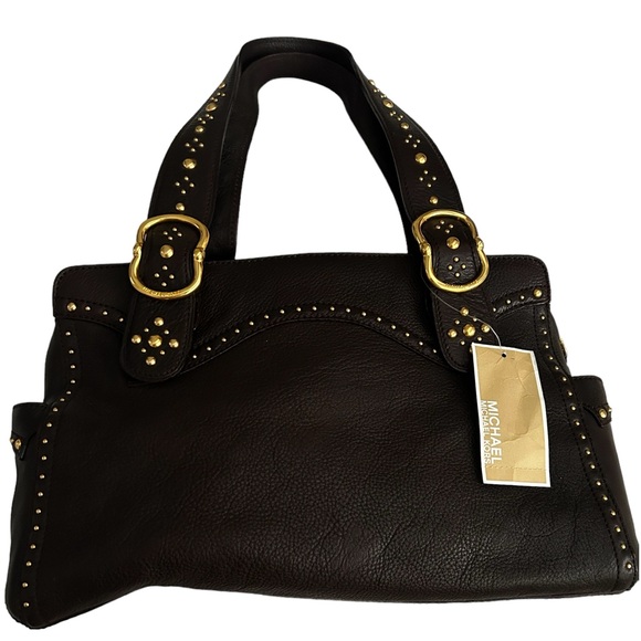 Vintage Michael Kors, leather chocolate brown with gold studs comes with duster - Picture 1 of 9
